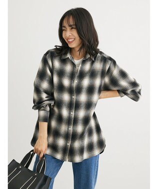 Green Parks ネルチェックシャツ Black