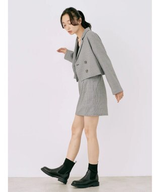 earth music&ecology チェックショートジャケット Black