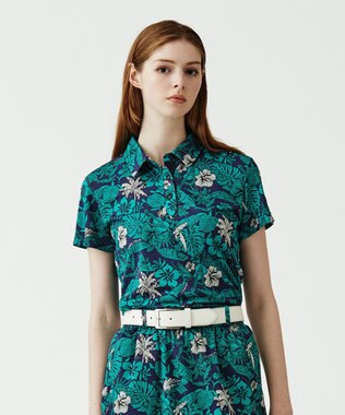 23区GOLF 【WOMEN】【吸水速乾/UVケア】STUDIO FIGLIO アロハ総柄 半袖 ポロシャツ パイングリーン系5
