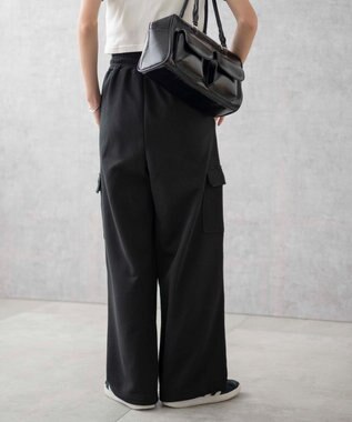 WEGO 【ウエストゴム】スウェットカーゴパンツ ブラック