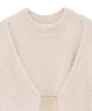 earth music&ecology SET2点チャーム付きシャギーニット＋インナー Pink Beige