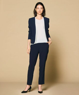 BEIGE， CINDY / ダブルカラージャケット Navy×White