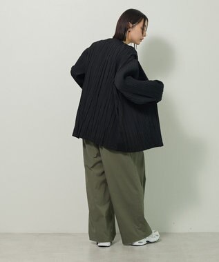 Green Parks ・ＥＬＥＮＣＡＲＥ　ＤＵＥ　プリーツノーカラージャケッ Black