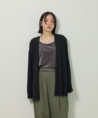 Green Parks ・ＥＬＥＮＣＡＲＥ　ＤＵＥ　プリーツノーカラージャケッ Black