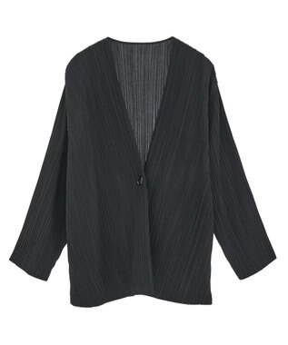 Green Parks ・ＥＬＥＮＣＡＲＥ　ＤＵＥ　プリーツノーカラージャケッ Black