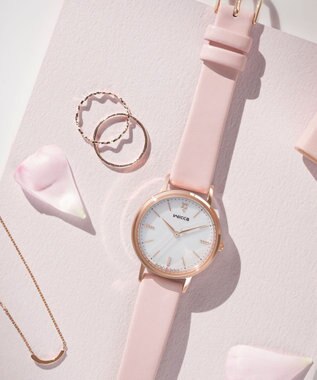 CITIZEN 【少し大きめ30mm】カジュアルファッションにあわせやすいシンプルなデザイン ソーラーテック電波時計 ピンクゴールド