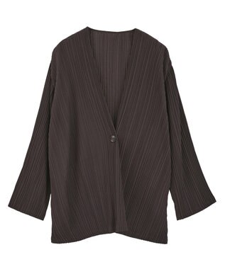 Green Parks ・ＥＬＥＮＣＡＲＥ　ＤＵＥ　プリーツノーカラージャケッ Brown