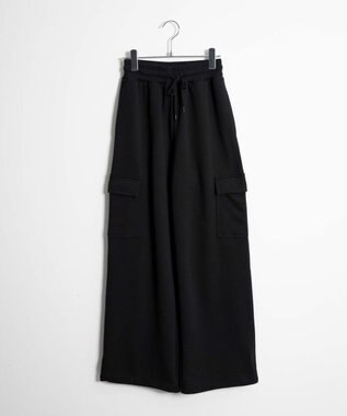 WEGO 【ウエストゴム】スウェットカーゴパンツ ブラック