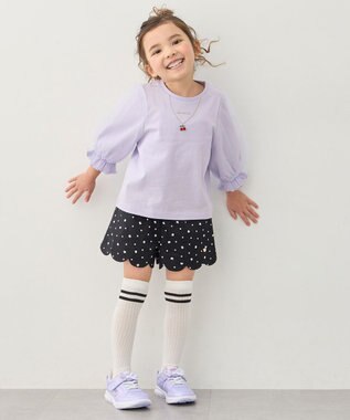 ANY KIDS チュール袖 七分Tシャツ ラベンダー