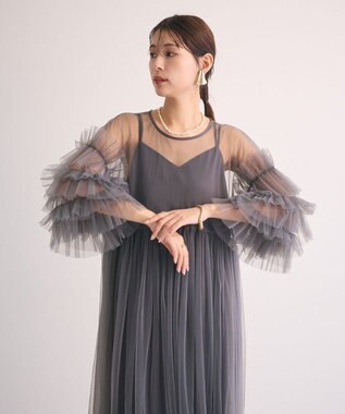 Green Parks ・Ｒａｉｌｍｅ　チュールワンピース（インナーＯＰ付） Charcoal Gray