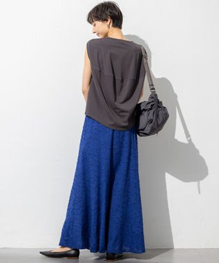 23区 【SLOW/一部店舗限定】ライトツイストコットン 切り替えデザイン Tシャツ グレー系