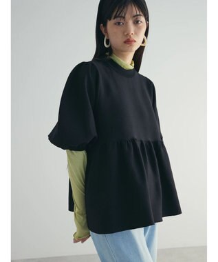 Green Parks armonia. ウエストギャザー袖ボリュームニット Black
