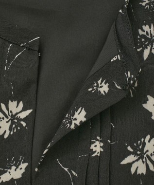 YECCA VECCA フラワー柄プリーツMIXワンピース Black