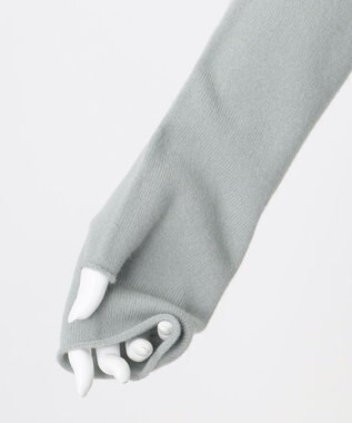 23区 L 【エステータ】エアリースパンウール アームウォーマーデザイン ハイネックニット ミントグリーン系