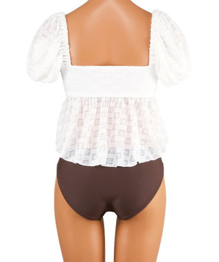 San-ai Resort（三愛水着楽園） 【SALE】３点セット水着　9M【San-ai Resort（サンアイリゾート）】 ホワイト×ブラウン