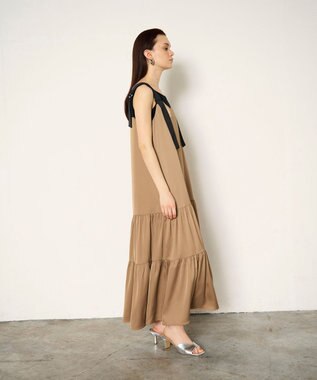 GRACE CONTINENTAL ティアードロングワンピース ブラウン
