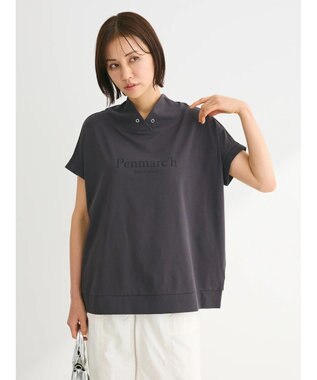 Green Parks フレンチスリーブ抜け襟カットプルオーバー Charcoal Gray