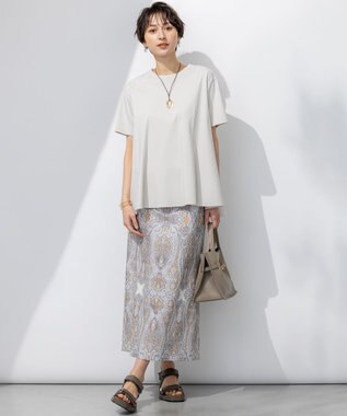 23区 L 【GLOW6月号掲載/汗じみ防止】スムースデザイン フレア  Tシャツ ベージュ系