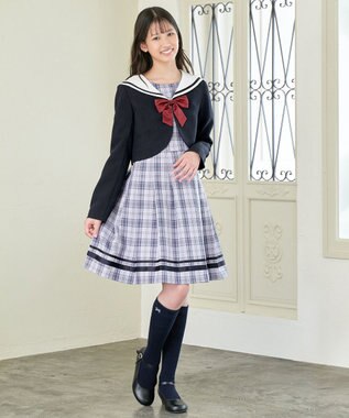 ANY KIDS リボン刺繍ハイソックス ネイビー