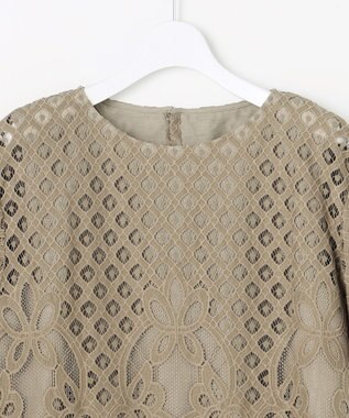 自由区 L パネルレース ブラウス カーキ