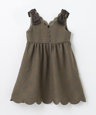 ANY KIDS チェックジャンパースカート ベージュチェック