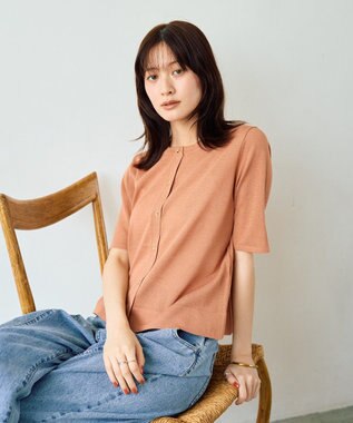 YECCA VECCA 半袖シアーカーディガン Salmon Pink