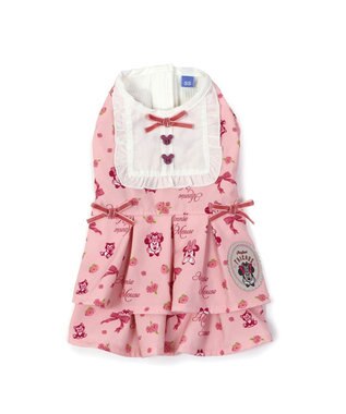 PET PARADISE ディズニー ミニーマウスリボン柄 ワンピース 【小型犬】 ピンク（淡）