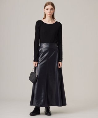 ICB L 【洗える】リヨセルカシミヤスムース ボートネックカットソー ブラック系