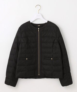ANY SIS L 【2WAY】ツイードノーカラー ダウンジャケット ブラック