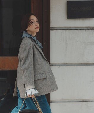 #Newans 【高山都さんコラボ】オーバーサイズテーラードジャケット ベージュチェック