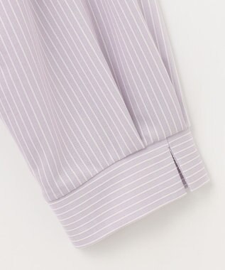 J.PRESS LADIES L ピンストライプジャージー バンドカラー スキッパー カットソー ふじ色系1