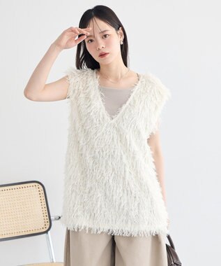 earth music&ecology フェザージャガードベスト Ivory