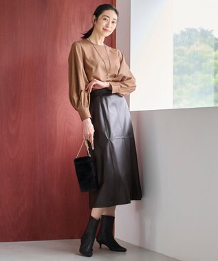 自由区 ラムレザー スカート ブラック