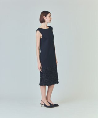 GRACE CONTINENTAL フラワーチュール切替ドレス ブラック