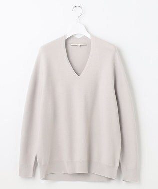 自由区 【洗える】コットンストレッチホールガーメント プルオーバーニット ライトグレー系