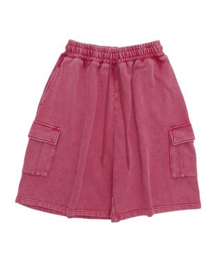 WEGO 【ウエストゴム】スウェットカーゴハーフパンツ レッド