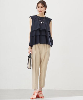 組曲 スーパーライトストレッチテーパード パンツ ベージュ系