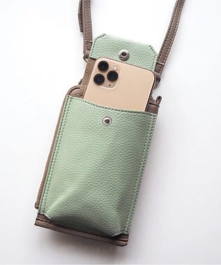 LA BAGAGERIE 【インスタグラマー chiyoさん×LA BAGAGERIE】コンビスマホショルダー グレージュ×ピスタチオ