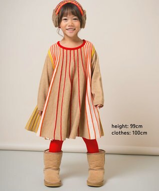 ami amie マルチカラーストライプワンピースFree Size ベージュ