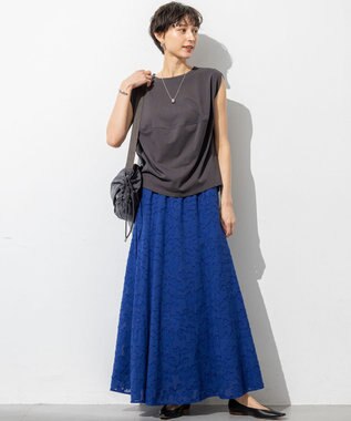 23区 【SLOW/一部店舗限定】ライトツイストコットン 切り替えデザイン Tシャツ グレー系