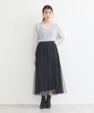 earth music&ecology リボンプリントシアープルオーバー Gray