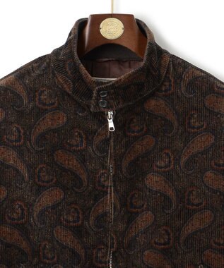 J.PRESS MEN ペイズリープリント コーデュロイ ゴルフジャケット ダークブラウン系