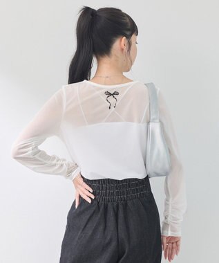 earth music&ecology リボンプリントシアープルオーバー White