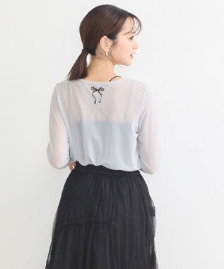 earth music&ecology リボンプリントシアープルオーバー Gray