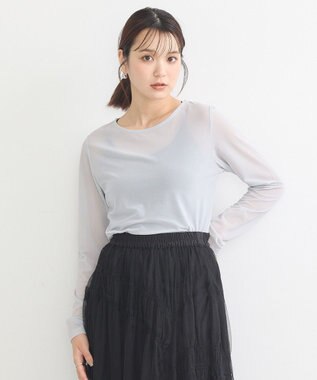 earth music&ecology リボンプリントシアープルオーバー Gray