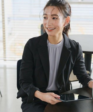 Tiaclasse 【洗える】ボリューム袖ハイネックブラウス サックス