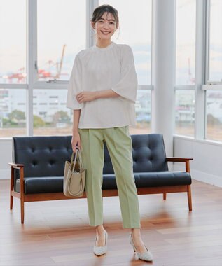 Tiaclasse 【洗える】ボリューム袖ハイネックブラウス オフホワイト