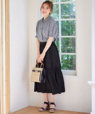 ANY SIS 【洗える】ピケチェック ブラウス モノトーンギンガム