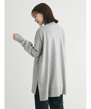 Green Parks もちやわ　タートルニットチュニック Light Gray Mixture