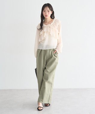 earth music&ecology シアーチェック2wayオフショルブラウス Ivory